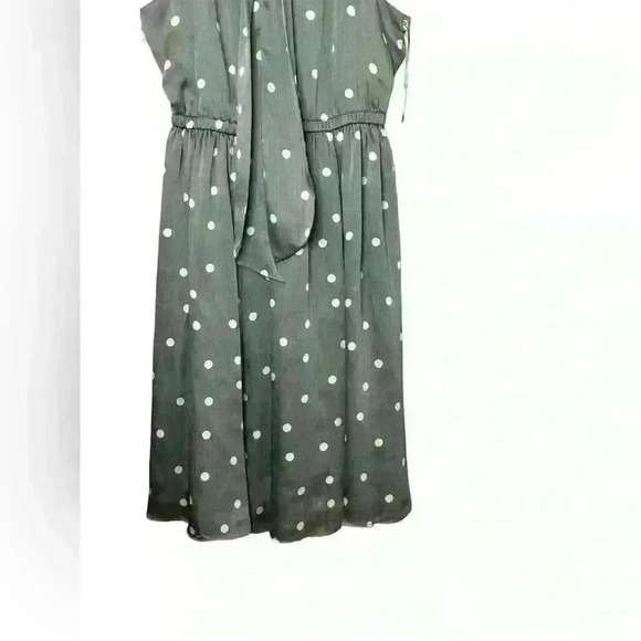 Ryegrass grey dot midi dress polka dot  stretch elastic waist sleeveless size Xs - Picture 4 of 10